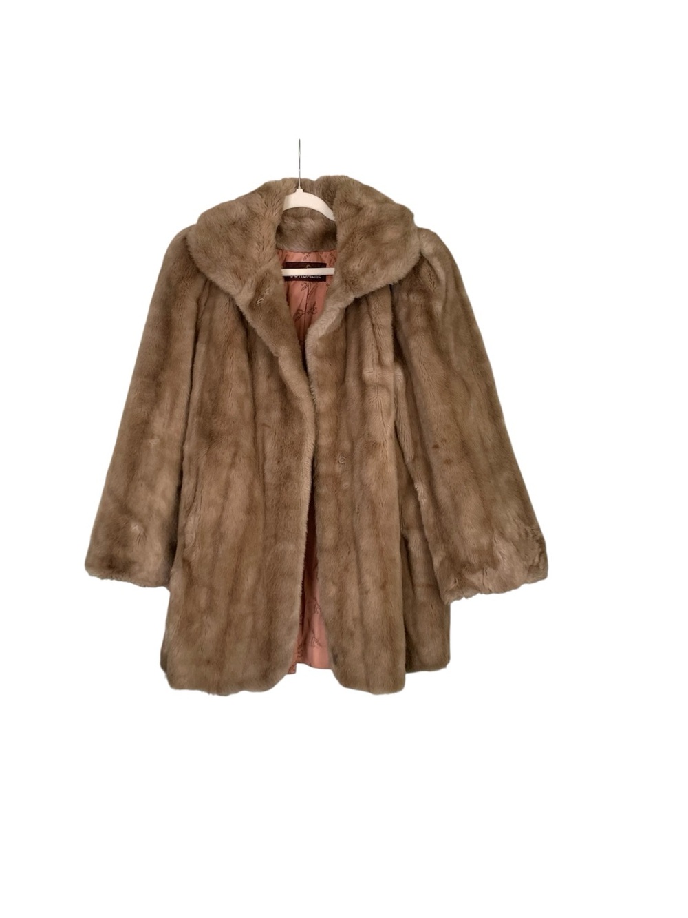 Vintage Jordache Brown Faux Fur Coat 80’s Satin Lining
